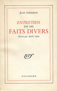 Couverture du livre Entretien sur des faits divers, de Jean Paulhan