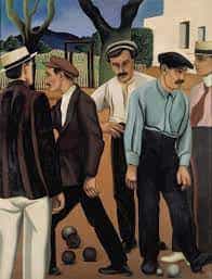 tableau représentant des joueurs de boules