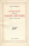 Couverture de Entretien sur des faits divers