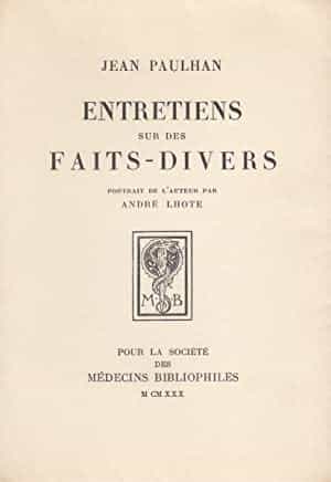 Couverture du livre Entretiens sur des faits-divers, de Jean Paulhan
