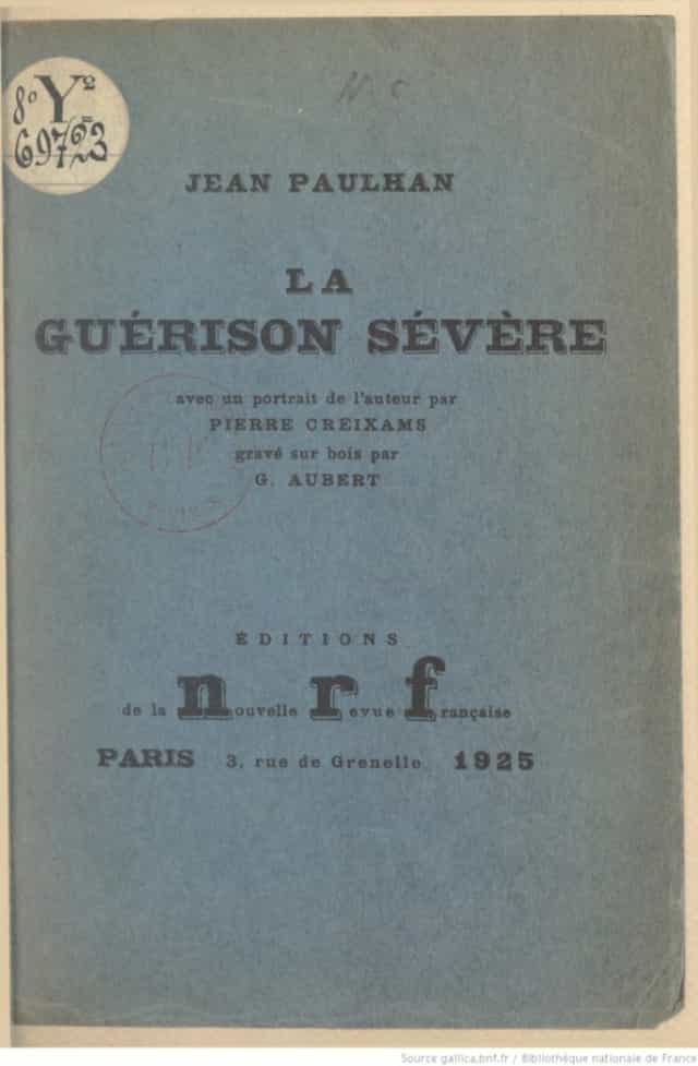 Couverture du livre La Guérison sévère, de Jean Paulhan