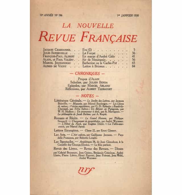 Couverture de La Nouvelle Revue Française