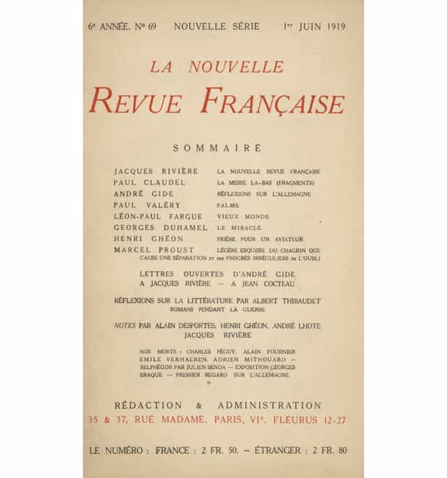 Couverture de La Nouvelle Revue Française