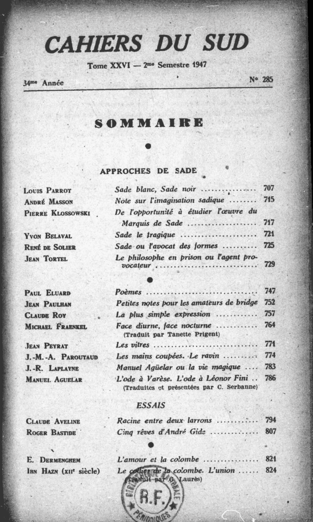 couverture de la revue Cahiers du Sud