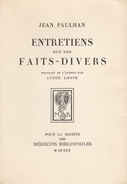 Couverture du livre Entretiens sur des faits-divers, de Jean Paulhan
