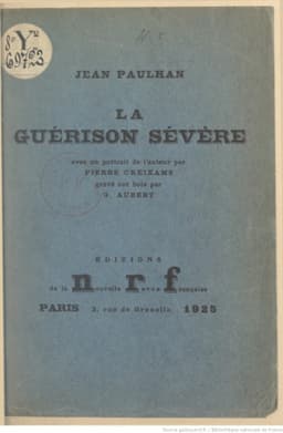 Couverture du livre La Guérison sévère, de Jean Paulhan