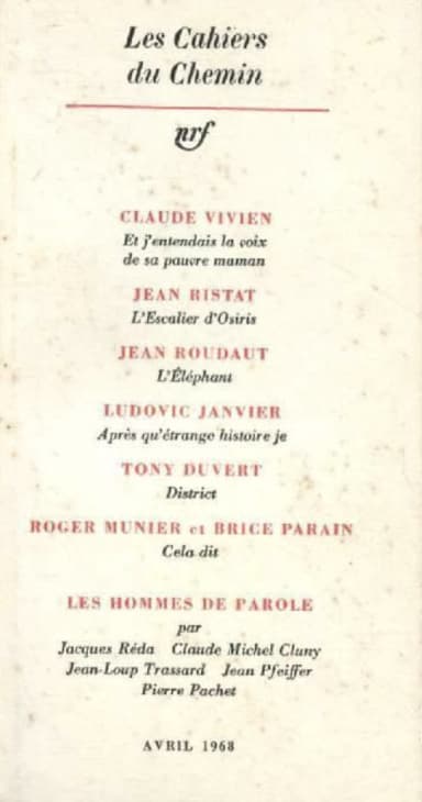 couverture de la revue Les Cahiers du Chemin