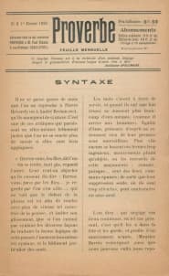 une couverture de la revue Proverbe