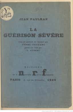 Couverture du livre La Guérison sévère, de Jean Paulhan