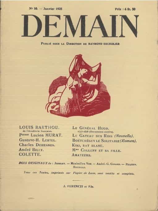 Couverture des sommaires de la revue Demain de 1924 à 1925