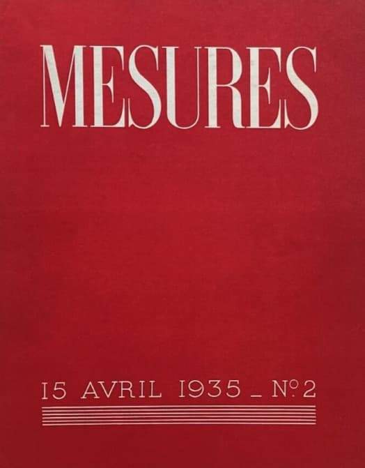 Couverture du second numéro de la revue Mesures